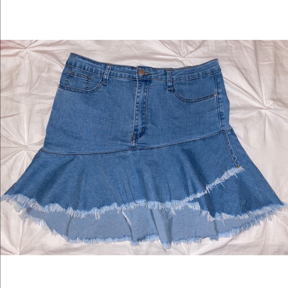 Denim Skirt with Ruffles